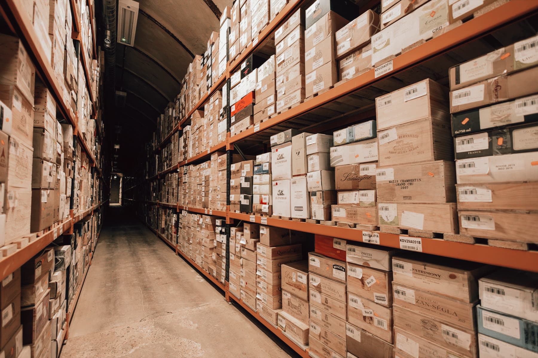 Wine cases in storage at LCB Drakelow